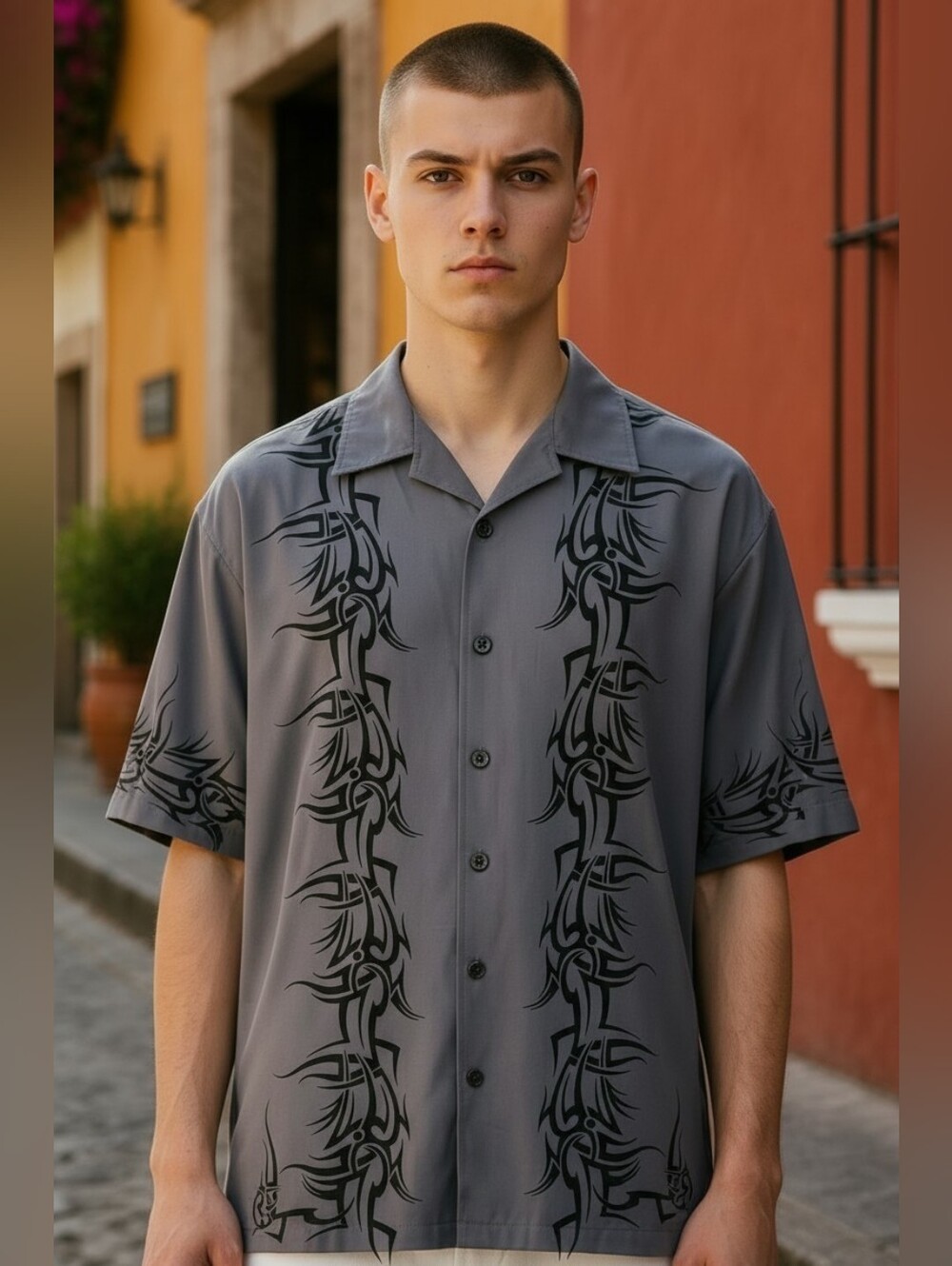Vintage Y2K C-two Tribal Size XL Button Down Causal Shirt